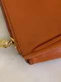 Prada Orange Galleria Double Zip Large Bag