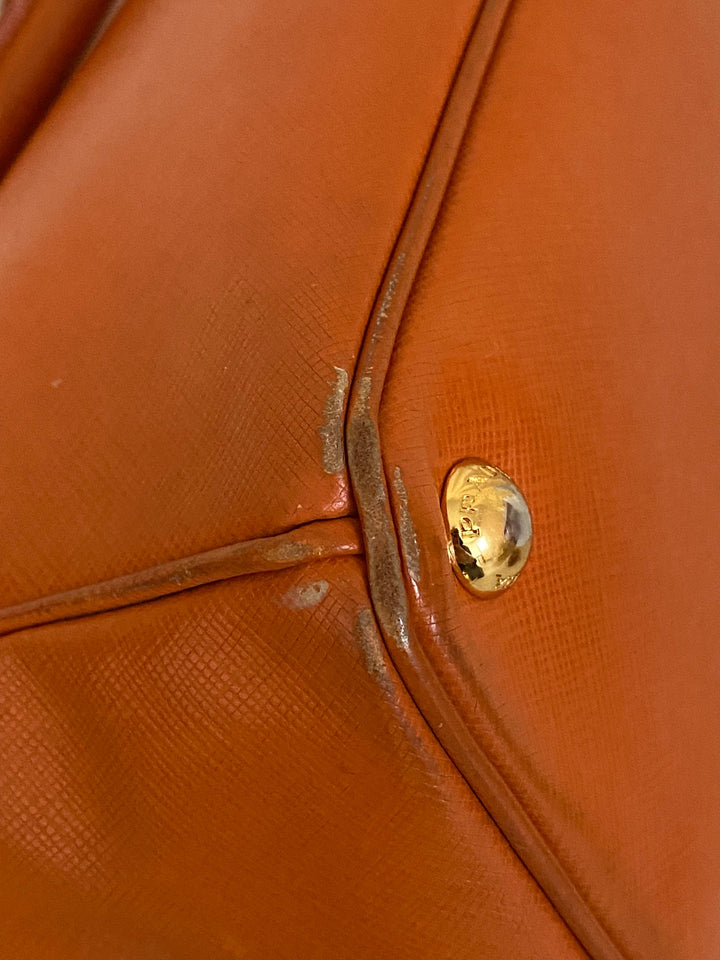Prada Orange Galleria Double Zip Large Bag