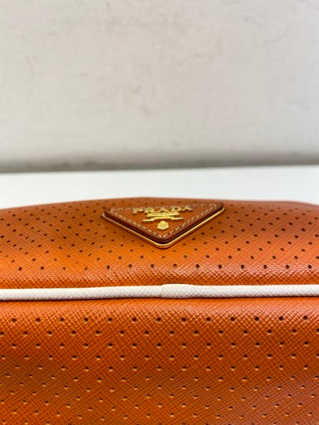 Prada Orange Soft Frame Clutch