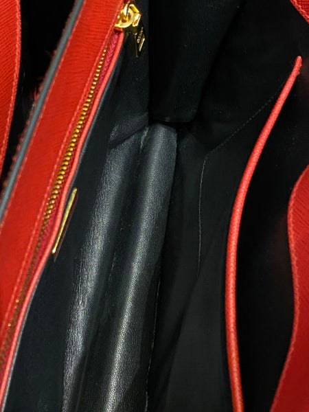 Prada Red Lux Studded Handle Bag