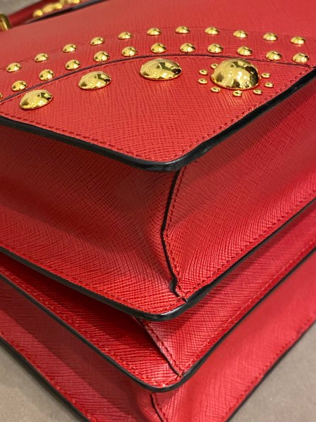 Prada Red Lux Studded Handle Bag