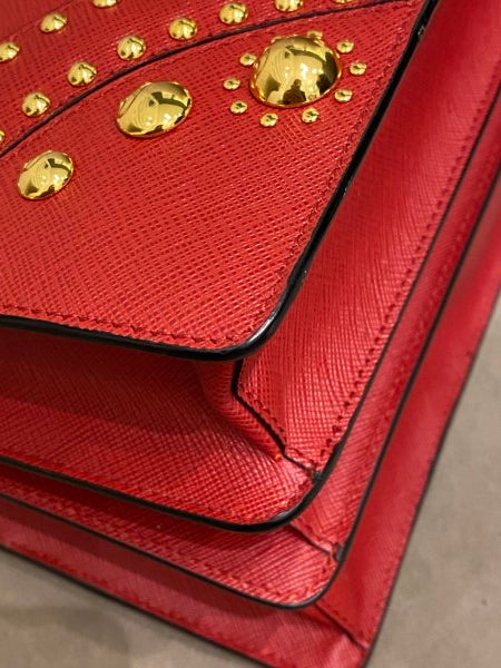 Prada Red Lux Studded Handle Bag