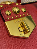 Prada Red Lux Studded Handle Bag