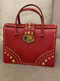 Prada Red Lux Studded Handle Bag