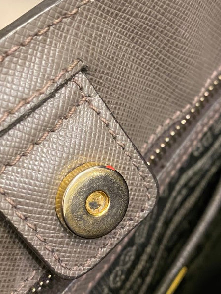 Prada Grey Brown Lux Gardeners Large Tote Bag