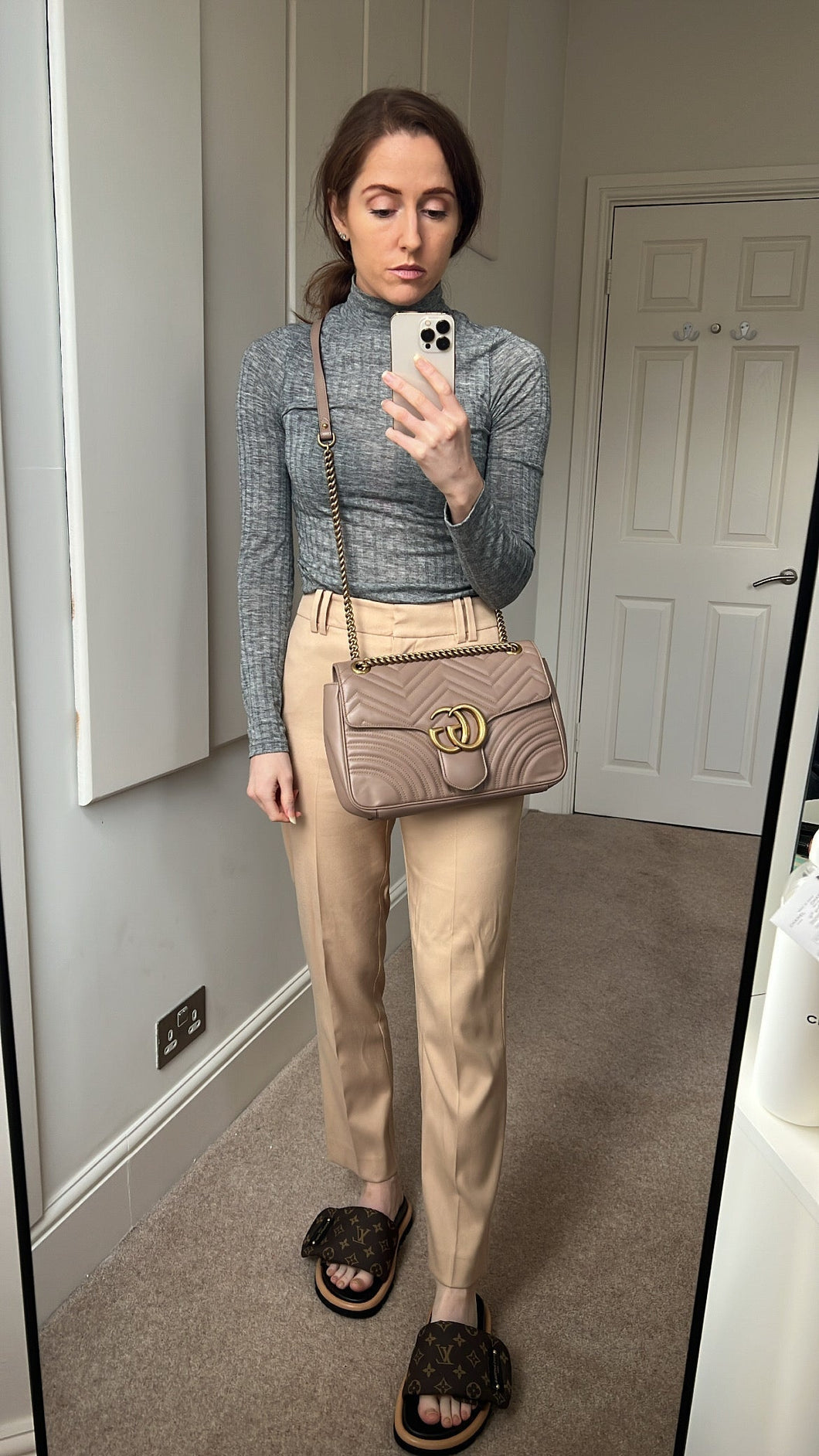 Gucci GG Dusty Pink Marmont Medium Shoulder Bag