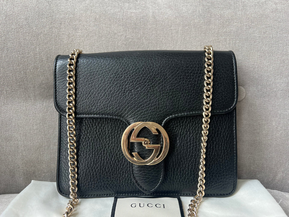 Gucci Interlocking GG Black Small Shoulder Bag