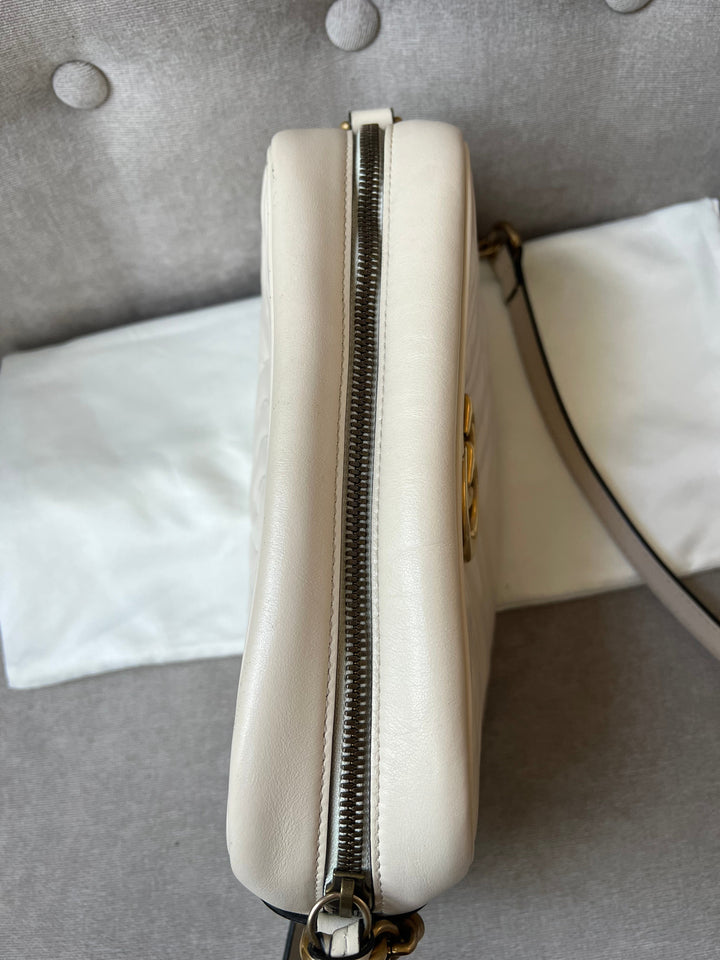 Gucci GG White Marmont Small Shoulder Bag