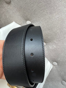 Gucci GG Marmont Black Leather Belt with Gold Buckle