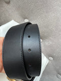 Gucci GG Marmont Black Leather Belt with Gold Buckle