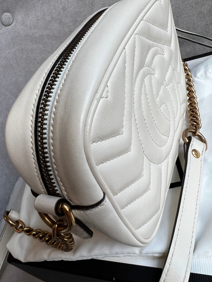 Gucci GG White Marmont Mini Shoulder Bag (RRP £1,160)