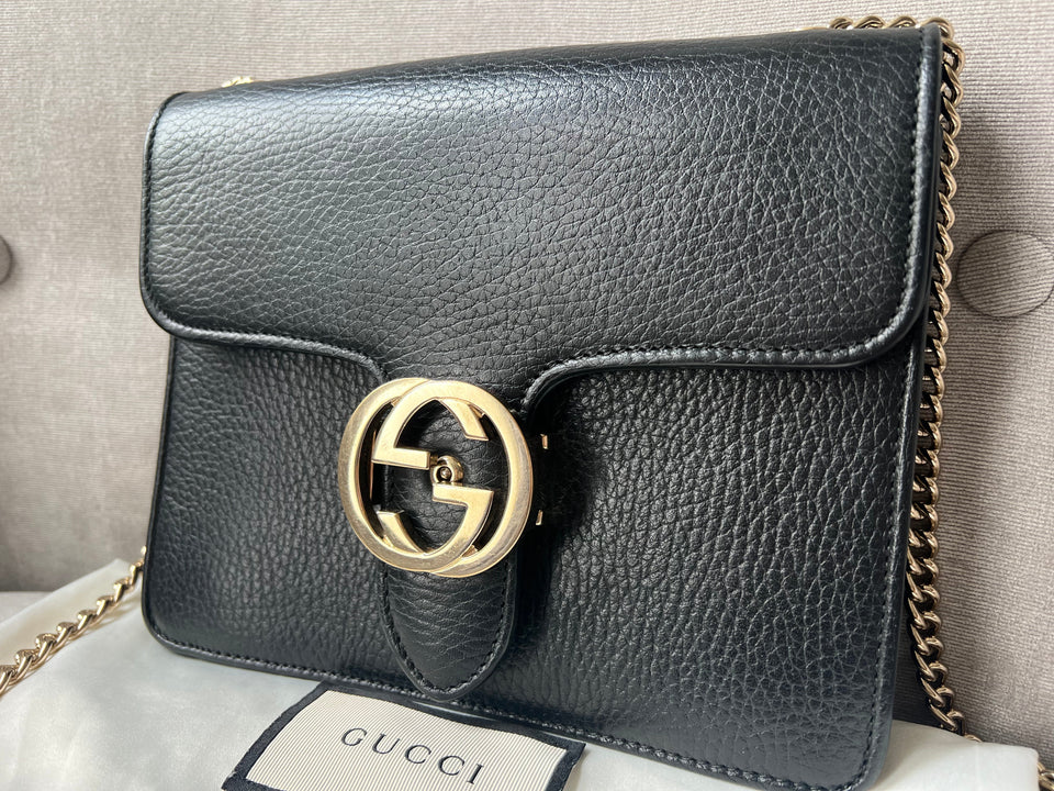 Gucci Interlocking GG Black Small Shoulder Bag