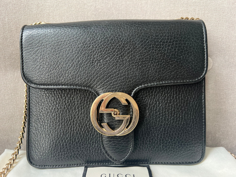 Gucci Interlocking GG Black Small Shoulder Bag