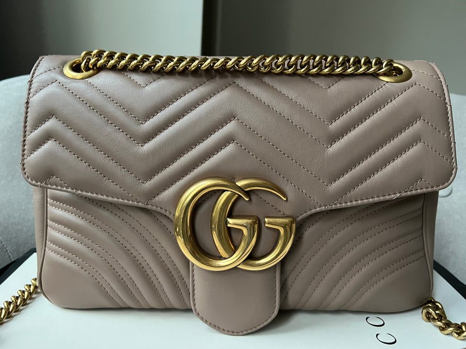 Gucci GG Dusty Pink Marmont Medium Shoulder Bag