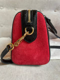 Gucci Red Suede and Blue Leather Ophidia Boston Bag