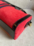 Gucci Red Suede and Blue Leather Ophidia Boston Bag