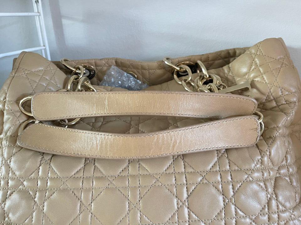 Christian Dior Beige Cannage Soft Tote