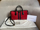 Gucci Red Suede and Blue Leather Ophidia Boston Bag