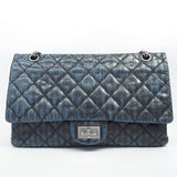 Chanel 2.55 Reissue Shoulder Bag Striped Navy Black Quilted