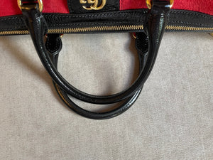 Gucci Red Suede and Blue Leather Ophidia Boston Bag