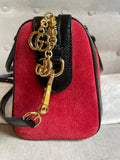 Gucci Red Suede and Blue Leather Ophidia Boston Bag