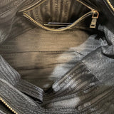 PRADA Black Vitello Daino Satchel Rame
