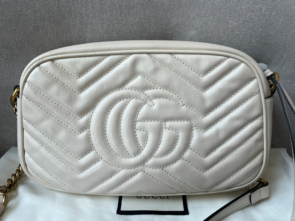Gucci GG White Marmont Small Shoulder Bag