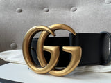 Gucci GG Marmont Black Leather Belt with Gold Buckle