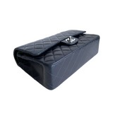Chanel Classic Double Flap Medium Navy Blue Lambskin Silver