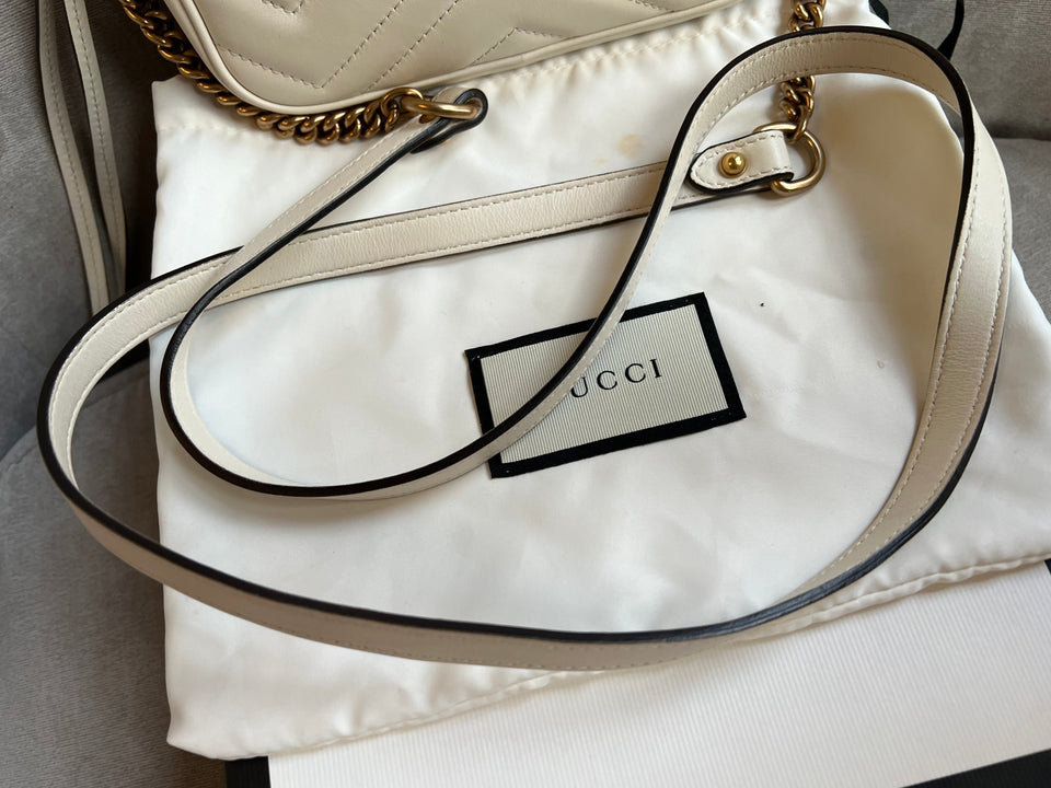 Gucci GG White Marmont Mini Shoulder Bag (RRP £1,160)