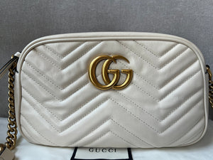 Gucci GG White Marmont Small Shoulder Bag
