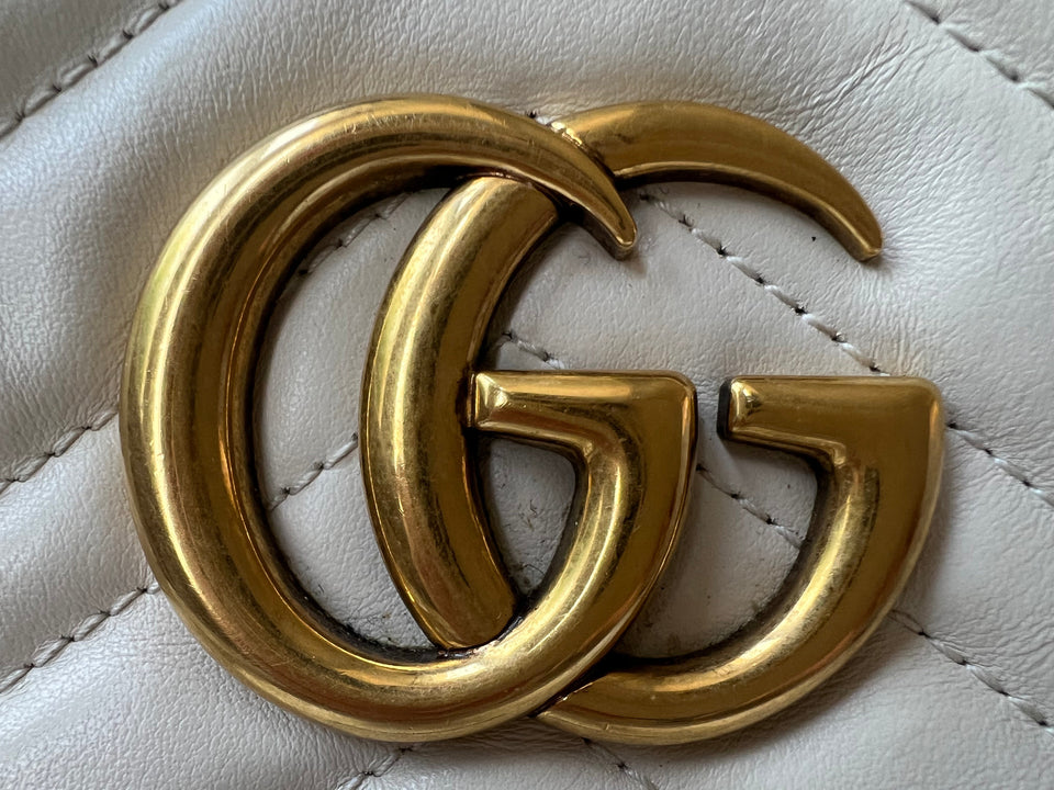 Gucci GG White Marmont Small Shoulder Bag