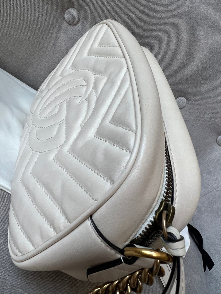 Gucci GG White Marmont Small Shoulder Bag
