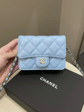 Chanel Quilted Clutch On Chain Blue Caviar