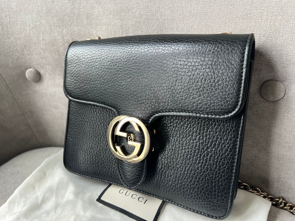 Gucci Interlocking GG Black Small Shoulder Bag