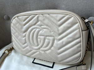 Gucci GG White Marmont Small Shoulder Bag