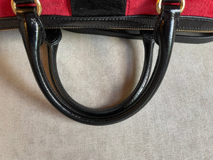 Gucci Red Suede and Blue Leather Ophidia Boston Bag