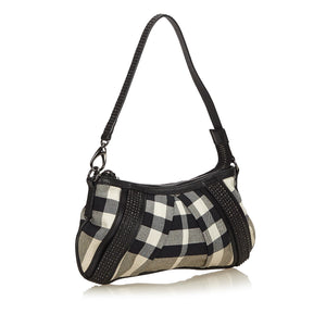 Burberry White Ivory Jacquard Fabric Plaid Baguette United Kingdom