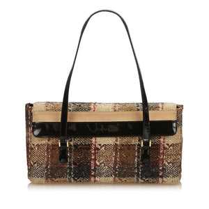 Burberry Brown Dark Wool Fabric Plaid Shoulder Bag United Kingdom