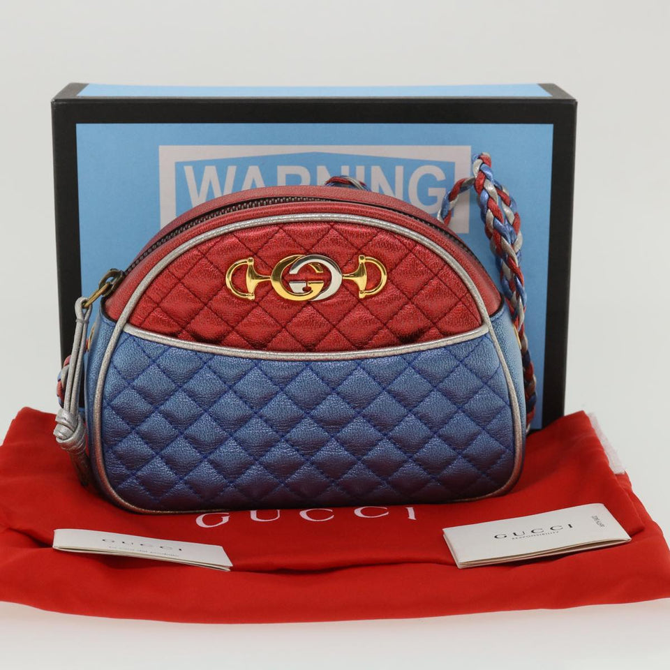 GUCCI Horse Bit Pochette Shoulder Bag Lamb Skin Red Blue 534951  jk3012