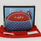 GUCCI Horse Bit Pochette Shoulder Bag Lamb Skin Red Blue 534951  jk3012