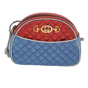GUCCI Horse Bit Pochette Shoulder Bag Lamb Skin Red Blue 534951  jk3012