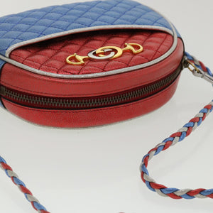 GUCCI Horse Bit Pochette Shoulder Bag Lamb Skin Red Blue 534951  jk3012