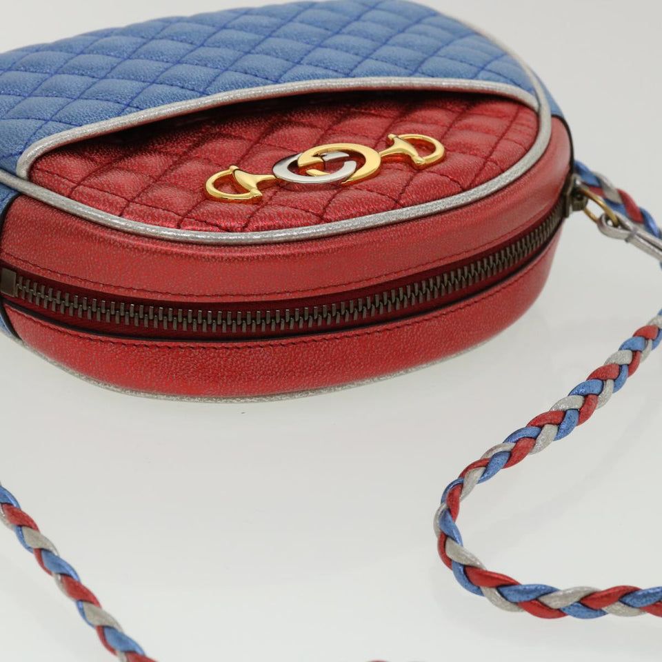 GUCCI Horse Bit Pochette Shoulder Bag Lamb Skin Red Blue 534951  jk3012