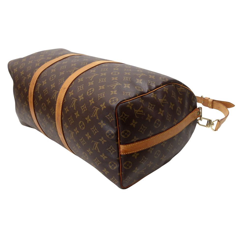 Louis Vuitton Keepall 50 Monogram Canvas Bandouliere Travel Bag LV-0829N-0001