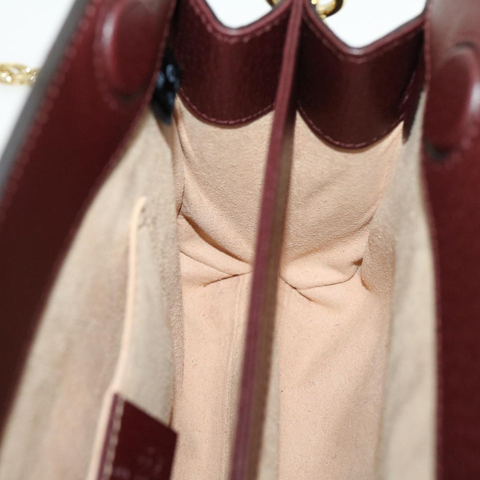 GUCCI Marmont WebSherry Line Shoulder Bag Leather Red 503877493075 Auth lt580