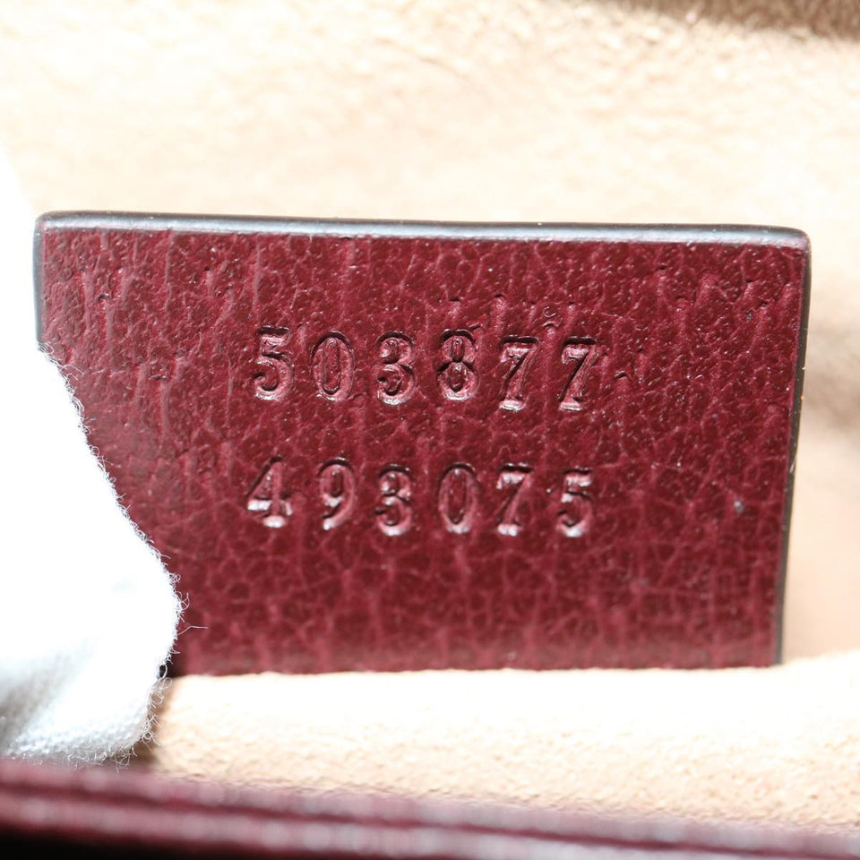 GUCCI Marmont WebSherry Line Shoulder Bag Leather Red 503877493075 Auth lt580