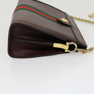 GUCCI Marmont WebSherry Line Shoulder Bag Leather Red 503877493075 Auth lt580