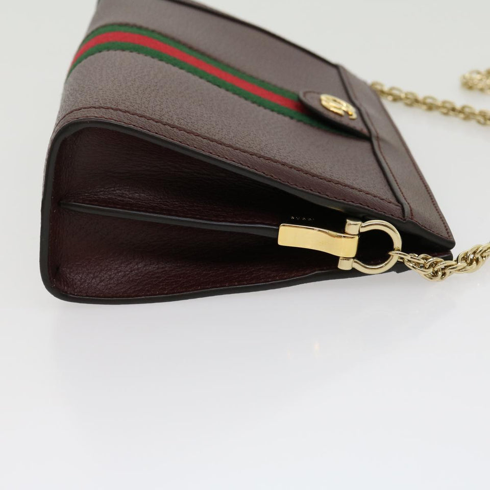 GUCCI Marmont WebSherry Line Shoulder Bag Leather Red 503877493075 Auth lt580