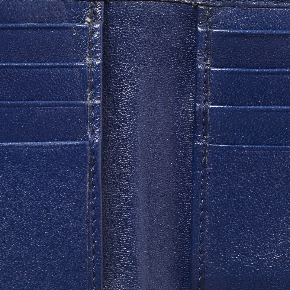 DIOR Navy Blue Watersnake Leather Metal Edge Bifold Wallet